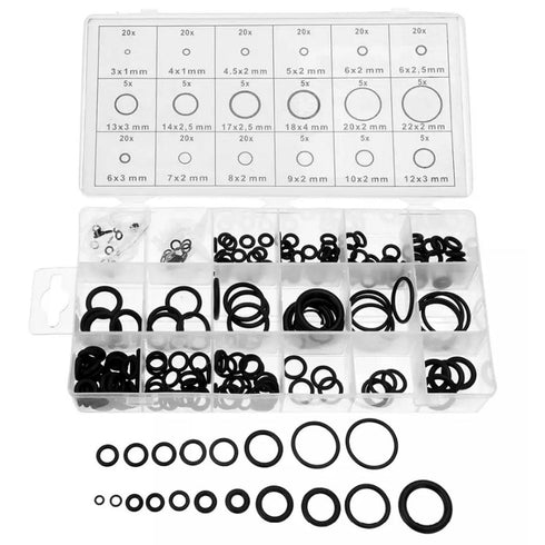 Set 225 de garnituri din cauciuc "O-Ring" rezistente la ulei, 18 tipuri/dimensiuni